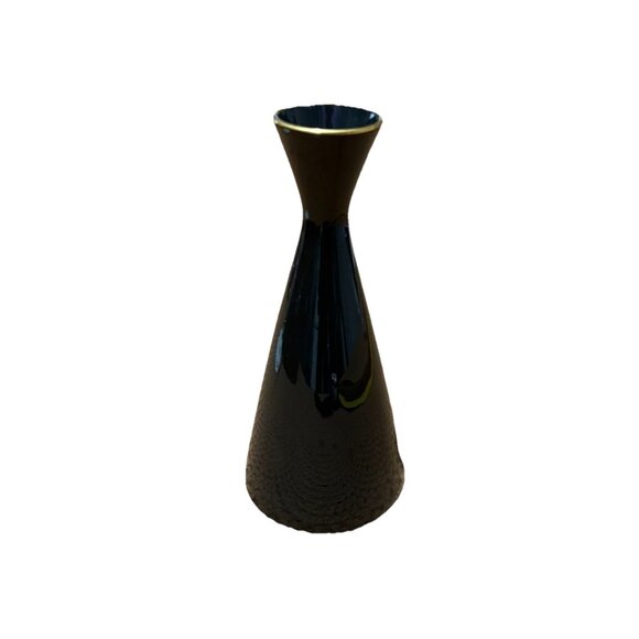vintage 8" LENOX HOURGLASS VASE BLACK GOLD TRIM 3476-X-525 MINT - Picture 1 of 4